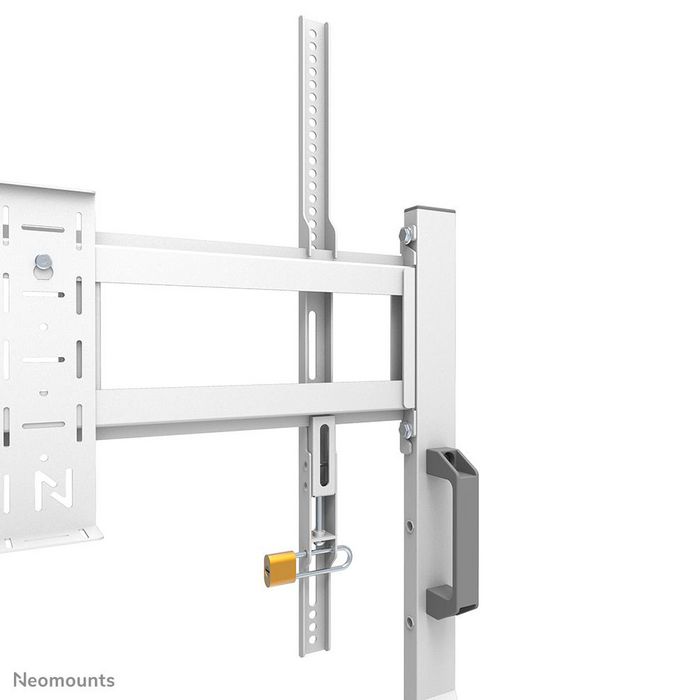 Neomounts FL50-525WH1 Support au sol mobile pour écran plat/tactile 55 à 86", 4 roues à blocage, étagère multimédia incluse, réglable en hauteur, blanc