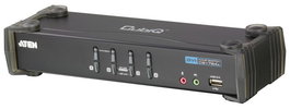 Aten Commutateur KVM DVI/audio USB 4 ports CS1764A CubiQ - Switch pour 4 ordinateurs avec concentrateur USB 2.0