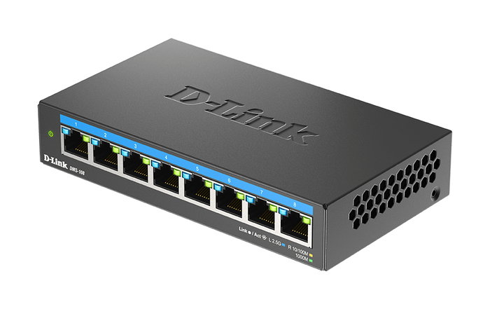 D-Link DMS-108-E Switch 8 ports Ethernet 2.5G Multigigabit non géré, Plug & Play, silencieux