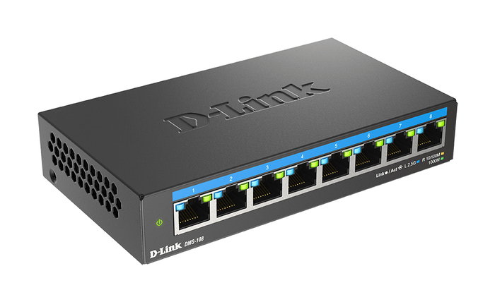 D-Link DMS-108-E Switch 8 ports Ethernet 2.5G Multigigabit non géré, Plug & Play, silencieux
