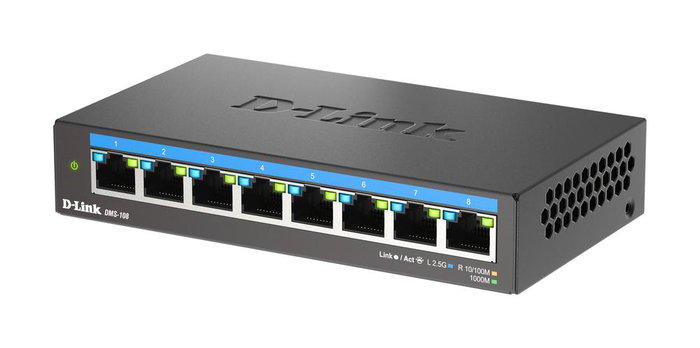D-Link DMS-108-E Switch 8 ports Ethernet 2.5G Multigigabit non géré, Plug & Play, silencieux