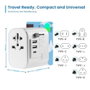 Ewent EW1475 Adaptateur de Voyage Universel Prises USA/UK/AUS/CHINA/UE 2 USB + 1 USB-C