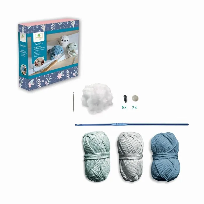 Sycomore - Lovely Box SYCOMORE - Kit d'amigurumi animaux de la mer avec baleine, phoque et méduse à crocheter - Atelier créatif avec crochet, fil et guide - À partir de 10 ans Sycomore - Lovely Box SYCOMORE - Kit d'amigurumi animaux de la mer avec baleine, phoque et méduse à crocheter - Atelier créatif avec crochet, fil et guide - À partir de 10 ans