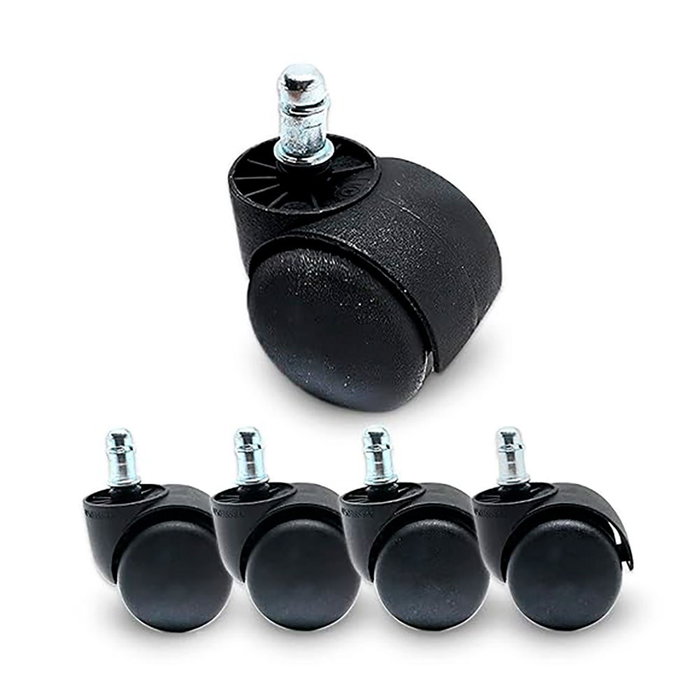 Universal Pack de 5 roues pour chaise gamer, tige 11 mm, diamètre 50 mm Universal Pack de 5 roues pour chaise gamer, tige 11 mm, diamètre 50 mm
