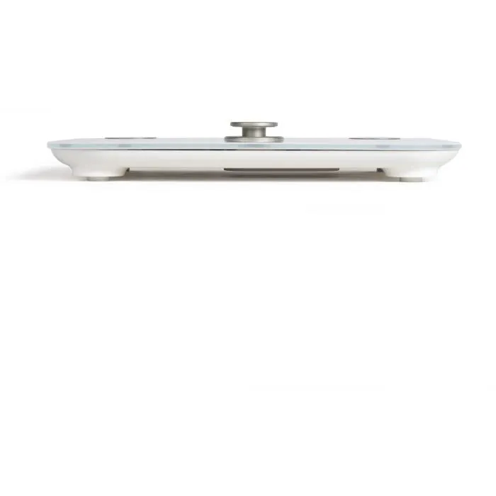 Livoo Pèse-personne impédancemètre DOM465W - Sans pile dynamo - 6 indicateurs - Max 150 kg - 4 profils - Écran LCD - Blanc
