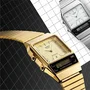 Casio Montre Homme et Femme AQ Dorée à Quartz Digital avec Chronomètre, Alarme, Double Fuseau Horaire et Calendrier Automatique, Bracelet Acier Plaqué Doré