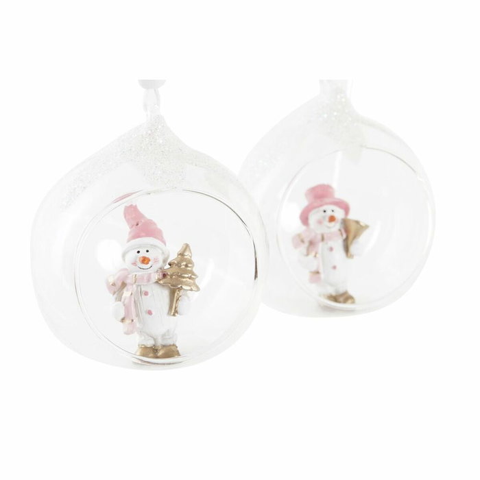 Décorations de Noël DKD Home Decor Verre Résine (7 x 6 x 8 cm) (4 Unités)