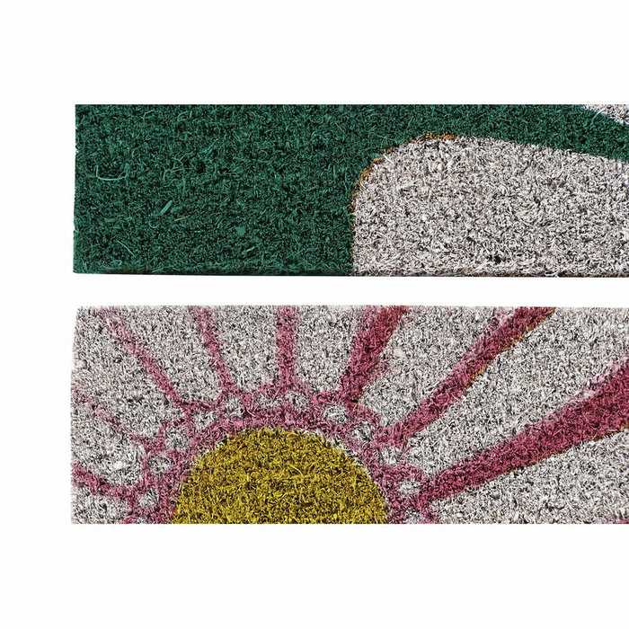 Paillasson DKD Home Decor Rose Caoutchouc Menthe Blanc Jaune 2 Unités Fibres de coco (60 x 40 x 0,5 cm)