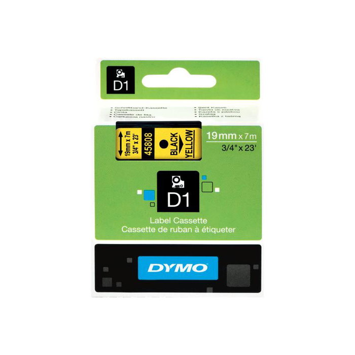 Dymo S0720880 Ruban D1 Étiquettes 19mm x 7m Jaune avec Texte Noir pour LabelManager Dymo S0720880 Ruban D1 Étiquettes 19mm x 7m Jaune avec Texte Noir pour LabelManager