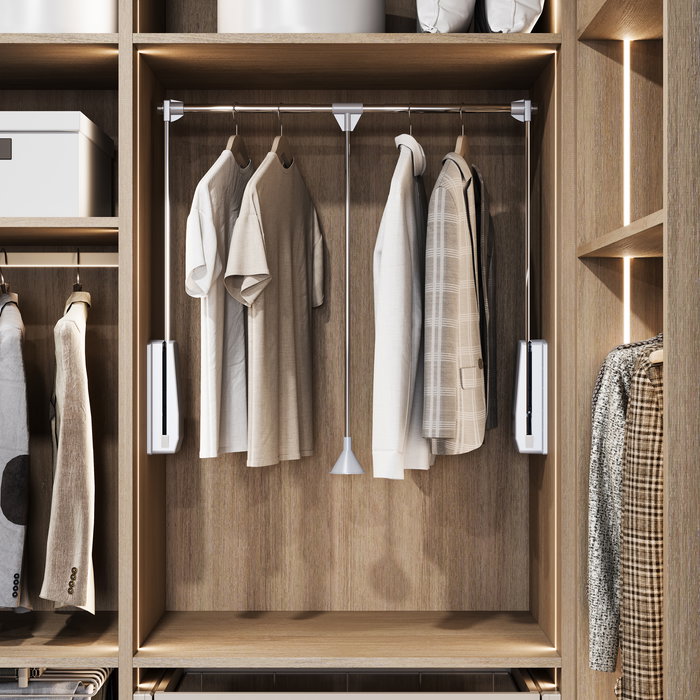 Emuca Penderie rabattable pour armoire Hang, 450 - 600, Chromé, Acier et Plastique.