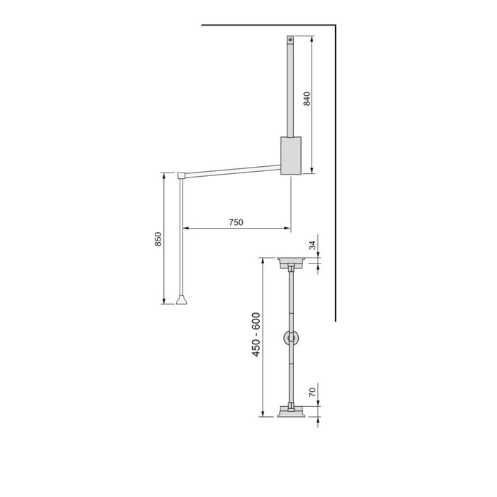 Emuca Penderie rabattable pour armoire Hang, 450 - 600, Chromé, Acier et Plastique. Emuca Penderie rabattable pour armoire Hang, 450 - 600, Chromé, Acier et Plastique.