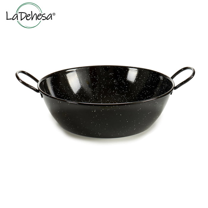 La Dehesa Poêle Creuse Émaillée 24 cm avec 2 Anses Acier Émaillé Noir (Set de 6)