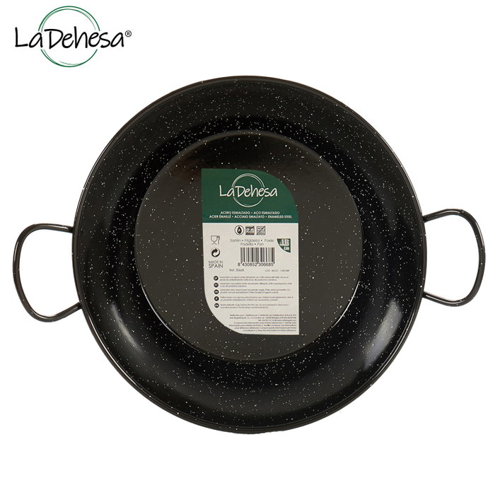La Dehesa Poêle Creuse Émaillée 24 cm avec 2 Anses Acier Émaillé Noir (Set de 6)