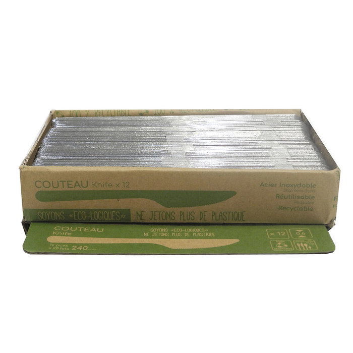 Amefa Set 12 Couteaux de Table Ecologic Slim Acier Inoxydable 0.5mm Finition Brillant