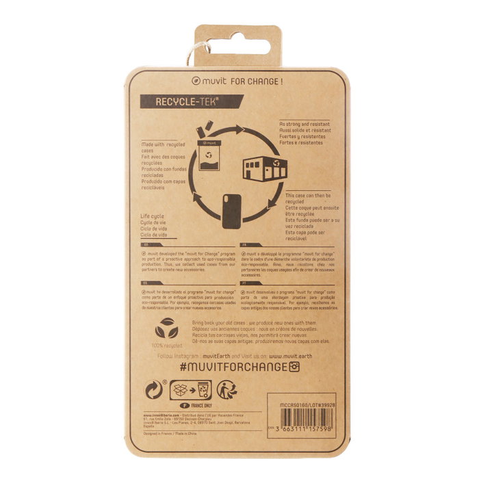 Muvit Recycletek Coque pour Apple iPhone 13, Protection Recyclée, 100% Recyclable