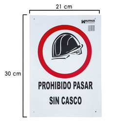 WOLFPACK LINEA PROFESIONAL Panneau passage sans casque interdit 30x21 cm