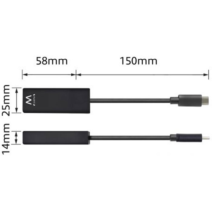 Ewent EW9828 Adaptateur réseau Gigabit USB-C vers RJ45, Plug and Play, 15 cm, Noir Ewent EW9828 Adaptateur réseau Gigabit USB-C vers RJ45, Plug and Play, 15 cm, Noir