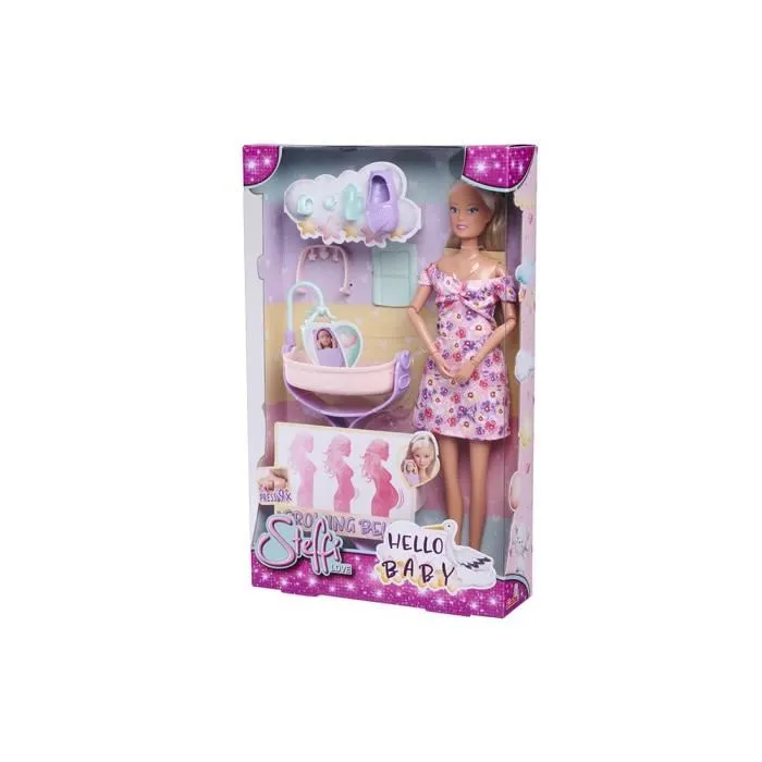 Smoby - Steffi Love - Poupée mannequin Future Maman enceinte (29 cm) avec ventre grossissant, lit pour bébé et accessoires, jeu à partir de 3 ans Smoby - Steffi Love - Poupée mannequin Future Maman enceinte (29 cm) avec ventre grossissant, lit pour bébé et accessoires, jeu à partir de 3 ans