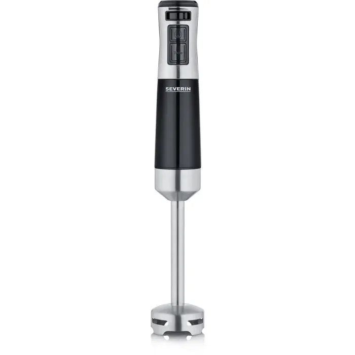 SEVERIN SM3772 - Mixeur plongeant 189 ongeant 3-en-1 600 W - Pied amovible - Mini Hachoir - Fouet - Gobelet 700 ml - Sans BPA - Noir / Inox