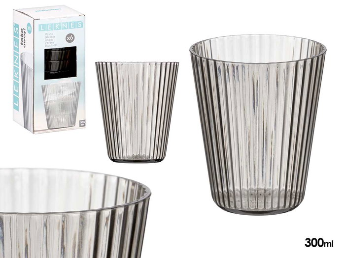 LEKNES Verre Rayures Gris 300 ml LEKNES Verre Rayures Gris 300 ml