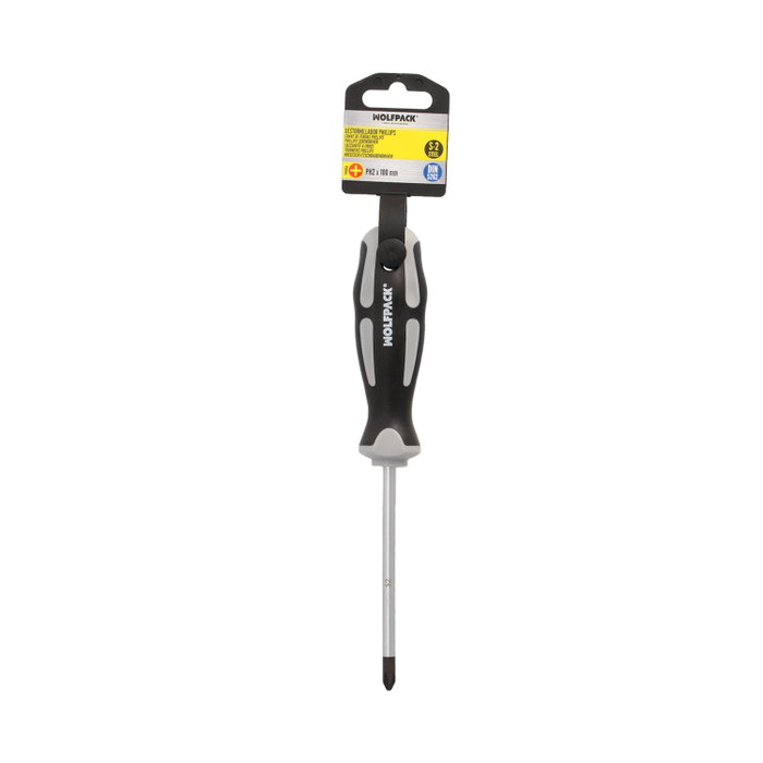 WOLFPACK LINEA PROFESIONAL Tournevis Phillips PH 2 en acier S2, Ø 6,0 x 100 mm WOLFPACK LINEA PROFESIONAL Tournevis Phillips PH 2 en acier S2, Ø 6,0 x 100 mm