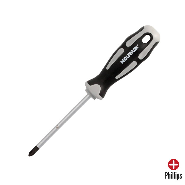 WOLFPACK LINEA PROFESIONAL Tournevis Phillips PH 2 en acier S2, Ø 6,0 x 100 mm WOLFPACK LINEA PROFESIONAL Tournevis Phillips PH 2 en acier S2, Ø 6,0 x 100 mm