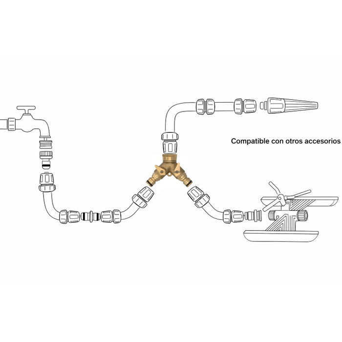 SATURNIA Adaptateur de tuyau en laiton 2 sorties pour robinet 3/4''