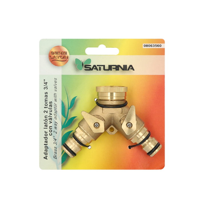 SATURNIA Adaptateur de tuyau en laiton 2 sorties pour robinet 3/4''