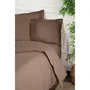 Parure de lit King Size 240 x 220 cm - 1 Housse de couette + 2 Taies d'oreiller 60x60 cm - 100% Coton renforcé 117 g/m² - Couleur Marron