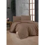 Parure de lit King Size 240 x 220 cm - 1 Housse de couette + 2 Taies d'oreiller 60x60 cm - 100% Coton renforcé 117 g/m² - Couleur Marron