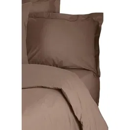 Parure de lit King Size 240 x 220 cm - 1 Housse de couette + 2 Taies d'oreiller 60x60 cm - 100% Coton renforcé 117 g/m² - Couleur Marron