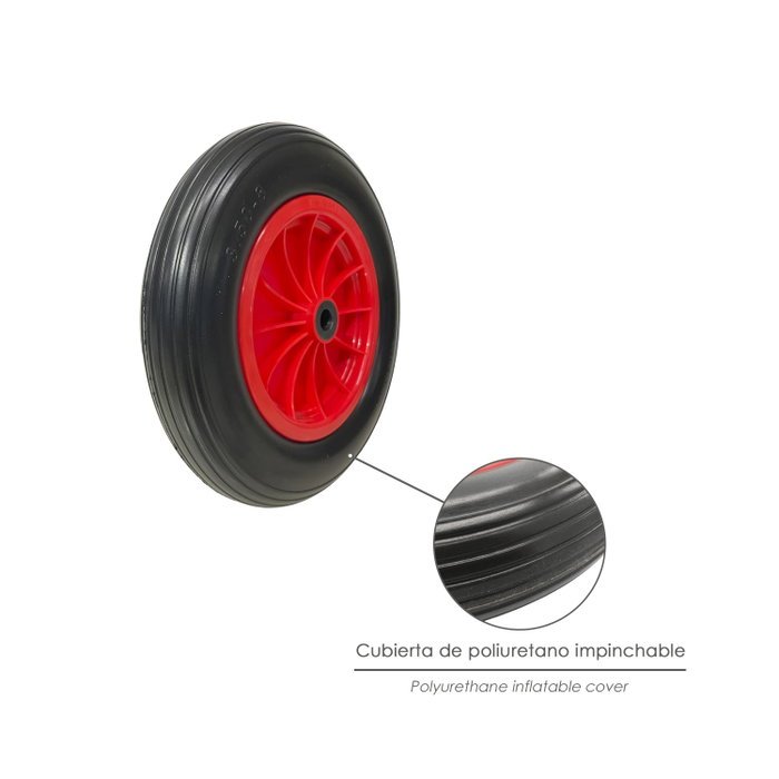 WOLFPACK LINEA PROFESIONAL Rueda Carretilla Invernadero en Polyuréthane, Ø 360 mm