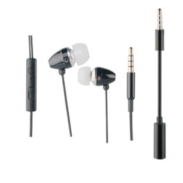 Muvit Muhph0016 Casque Stéréo Filaire Noir avec Microphone et Adaptateur Jack 3.5mm