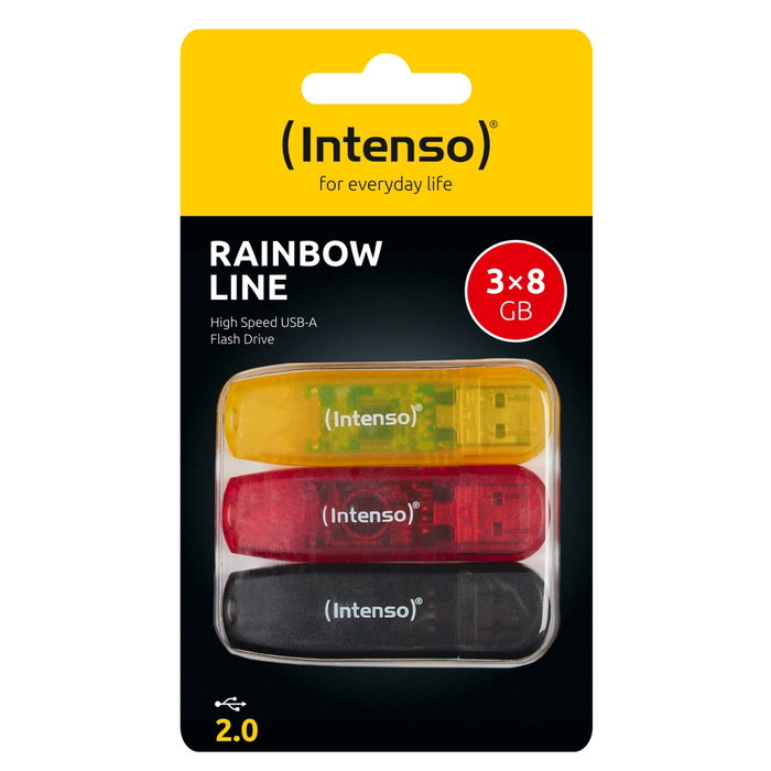 Intenso Rainbow Line Clé USB 2.0 8 Go (Multipack x3) Multicolore Intenso Rainbow Line Clé USB 2.0 8 Go (Multipack x3) Multicolore