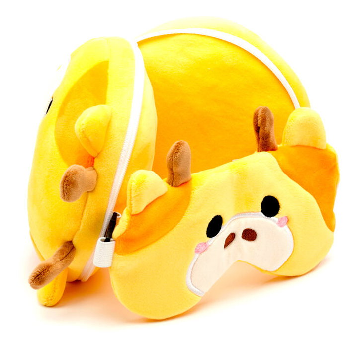 PUCKATOR Masque de voyage en forme de girafe avec coussin intégré 17x14x9 cm - 95% Polyester, 5% Spandex