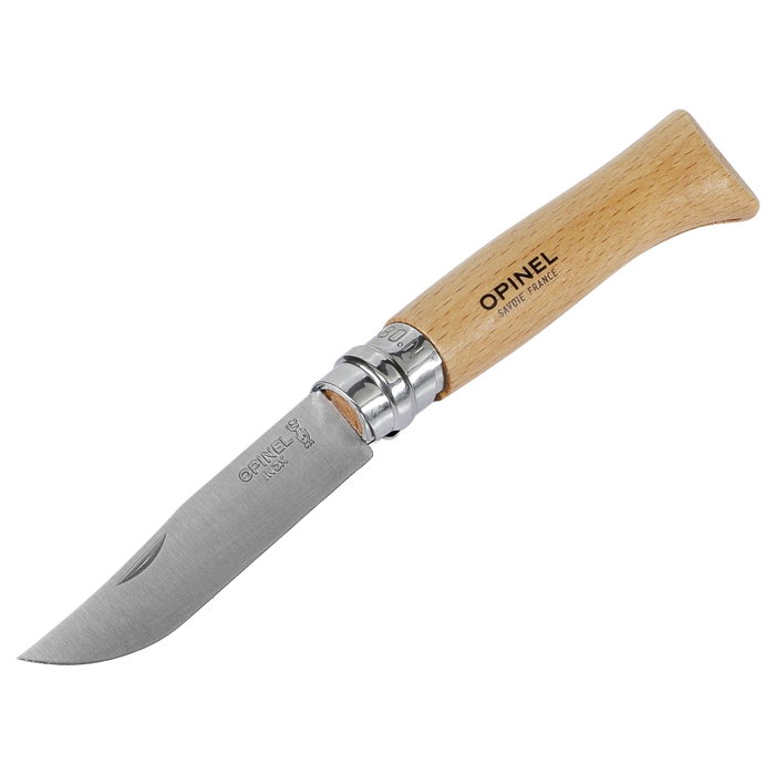 Opinel No. 08 couteau de poche acier inoxydable avec manche en bois et étui Opinel No. 08 couteau de poche acier inoxydable avec manche en bois et étui