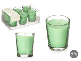 Acorde Lot de 6 bougies en verre parfum jasmin 16x6x11 cm vert (Set de 12)