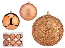 KRIST+ Set de 6 boules de Noël cuivre 12 cm