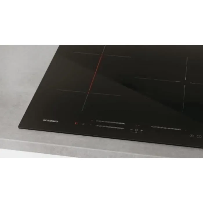 Rosieres RI633CBB - Plaque de cuisson à induction 3 feux 7000 W avec booster 3600 W, zone grand format 28 cm, commandes tactiles, noir