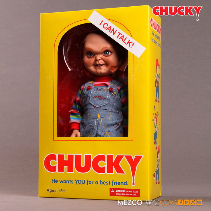 MEZCO TOYZ - Poupée Chucky Diabolique avec Sonore (PVC, Vêtements Réels, 7 Points d'Articulation, 38 cm)