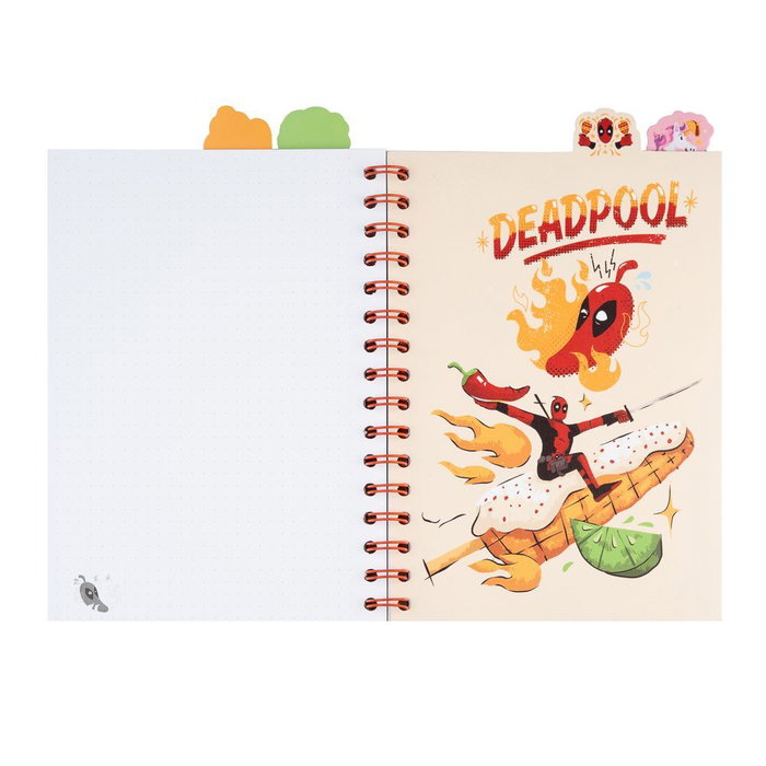 ERIK - Carnet A5 Marvel Deadpool, 80 pages, couverture souple, reliure Wire-O, pages à pointillés, 4 intercalaires