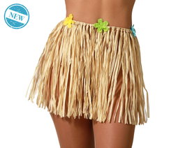 atosa Jupe hawaïenne courte 35 cm couleur naturelle avec fleurs