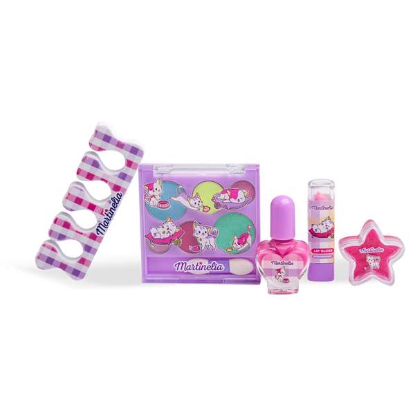 Aquarius Cosmetic Lulu & Duki Martinelia Sac à Maquillage pour Enfants 3+ Ans, 6 Fards à Paupières, Rouge à Lèvres, Vernis à Ongles et Séparateur d'Orteils, 26 x 22 x 7 cm