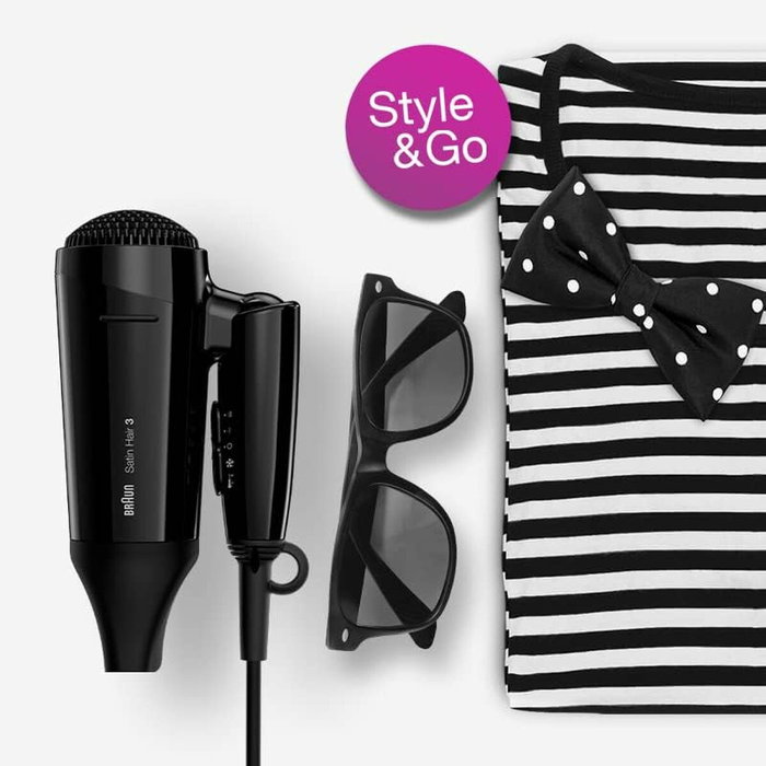 Braun Satin Hair 1 HD130 BRHD130E - Sèche-cheveux de voyage compact noir - 1000 W Braun Satin Hair 1 HD130 BRHD130E - Sèche-cheveux de voyage compact noir - 1000 W