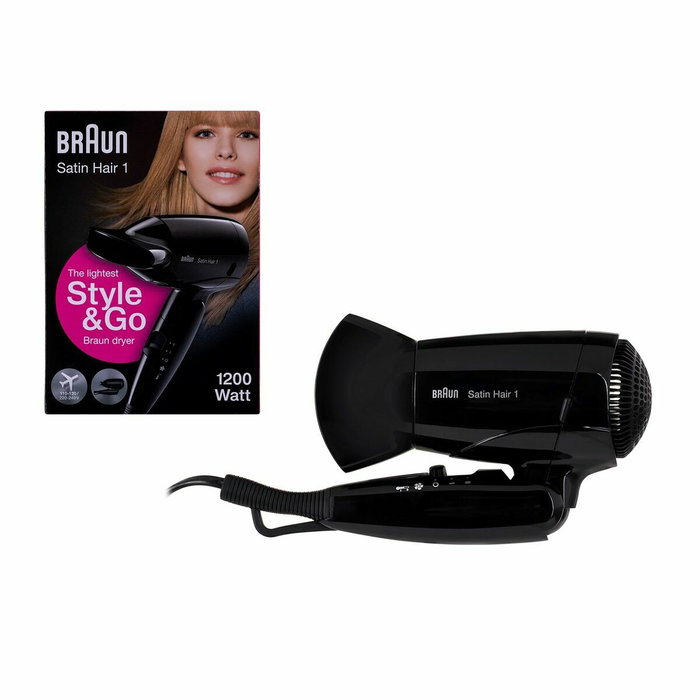 Braun Satin Hair 1 HD130 BRHD130E - Sèche-cheveux de voyage compact noir - 1000 W Braun Satin Hair 1 HD130 BRHD130E - Sèche-cheveux de voyage compact noir - 1000 W