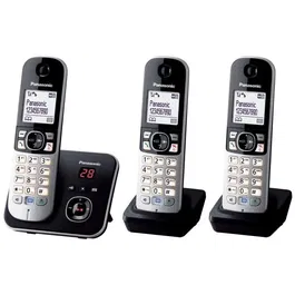 Panasonic KX-TG6823 - Téléphone sans fil DECT trio avec répondeur, réduction de bruit et blocage sélectif, combinés gris et noir