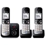 Panasonic KX-TG6823 - Téléphone sans fil DECT trio avec répondeur, réduction de bruit et blocage sélectif, combinés gris et noir