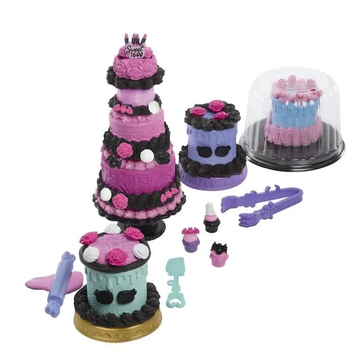Monster High JBG78 Kit Gâteau d'Anniversaire Clawdeen Wolf - 55 Accessoires et Seringue de Glaçage pour Enfants dès 4 ans