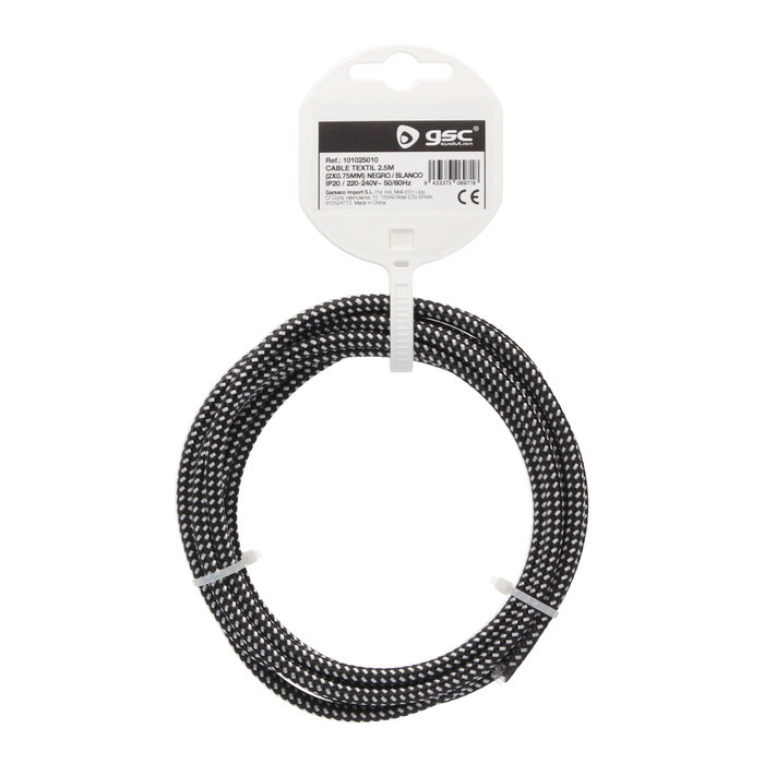 GSC Evolution Câble textile 2,5m (2x0.75mm) Noir/Blanc GSC Evolution Câble textile 2,5m (2x0.75mm) Noir/Blanc