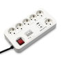 Salicru 680DA000003 | Réglette SPS Safe Master+ 6 avec 5 Prises Schuko, 3 Ports USB (20W), Protection Surtension 600J, Câble 1,4m